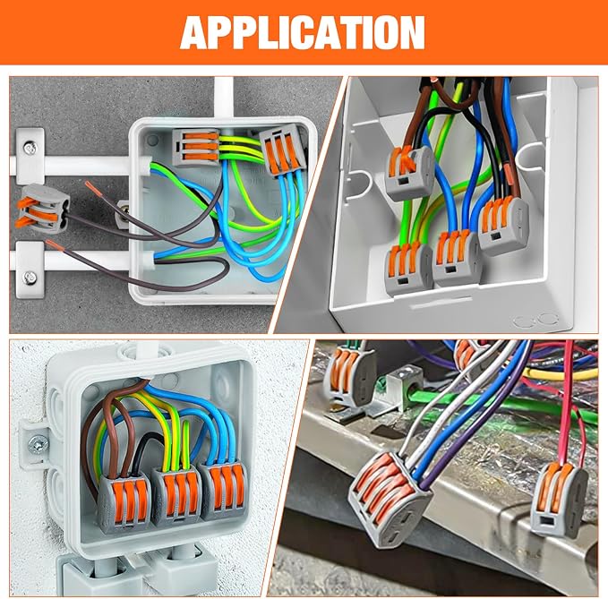 115PCS Lever Wire Connectors Nuts Kit 28-12AWG Inline Electrical Terminal 2 3 4 5 Port Assortment Quick Disconnect Push in Wires Connectors for Solid Stranded Wiring Projects