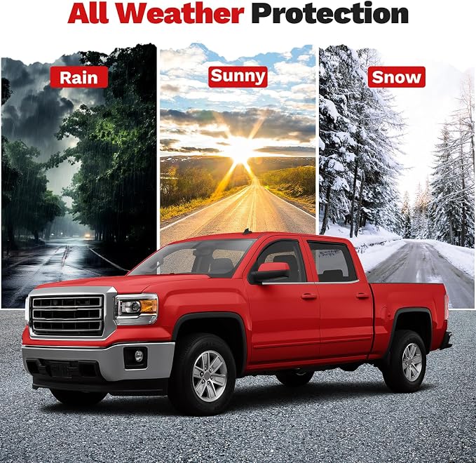 Window Visors Rain Guards for 2014-2018 Chevy Chevrolet Silverado/GMC Sierra 1500 Crew Cab/15-19 Silverado/Sierra 2500HD 3500HD Accessories, Side Window Wind Deflectors Vent Visors Rainproof