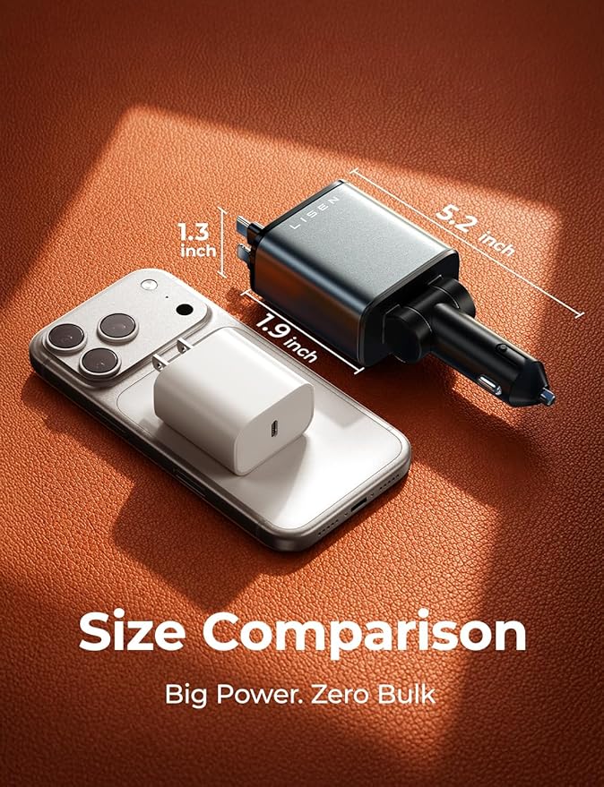Retractable Car Charger, 84W Car Charger USB C Fast Charger, Cigarette Lighter USB Charger Adapter, Car Accessories Birthday Gifts for Men Women Dad Mom Husband, for iPhone 17 16 15 14 13 12 11