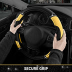 Leather Steering Wheel Cover - Made with PVC Leather - Anti-Slip, Universal Fit 14 1/2 inches to 15 inches - Yellow