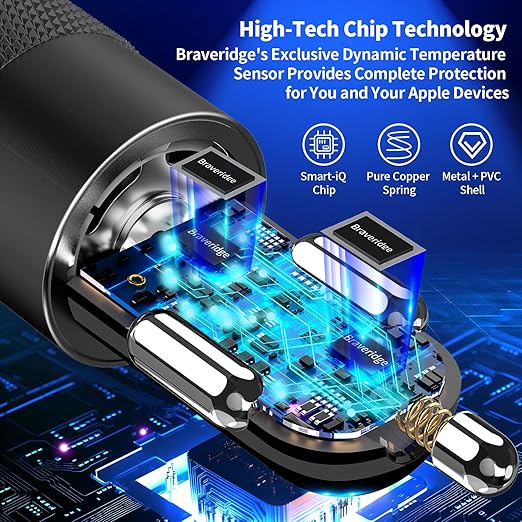 [Apple MFi Certified] iPhone Car Charger Fast Charging, 4.8A USB Power Cigarette Lighter Car Carplay Charger Adapter with 6FT Coiled Lightning Cable for iPhone 14 13 12 11 XS XR X 8 SE iPad