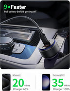 USB C Car Charger,90W 3-Port Dual USB-C & USB-A Car Power Adapter,Includes a Fast Charging Cable for iPhone 16/15/14/13/12/11/Pro Max, iPad, Samsung Galaxy, Google Pixel and Android Devices