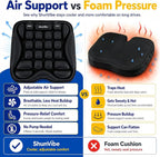 Car Seat Cushion for Long Drives, Pressure Relief Seat Pad with Built-in Pump, Adjustable Air Cell Cushion for Truck Drivers, SUV, Office Chair and Wheelchair