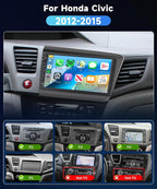 Car Stereo for Honda Civic 2012 2013 2014 2015 [4+64G] with Wireless Carplay & Android Auto, 9 Inch Touch Screen Car Radio for Civic Bluetooth GPS Navigation DSP WiFi FM SWC for Honda Civic Radio