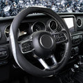White Crystal Steering Wheel Cover, Sparkly Clear Diamond Breathable Leather Car Protector, Universal 15 Inch Fit for Women Girls, Anti-Slip Comfortable, Silver White