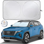 Car Front Windshield Sun Shade for Car | SUV Accessories for Maximum Sun and Heat Protection | UV-Blocking Windshield Dash Cover & Sun Visor for Cooler Interior | Large (64 x 34 Inches)