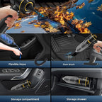 Car Vacuum Cleaner High Power - 22000PA Portable Cars Vacuum 4 in 1 Compressed Air Duster & Air Blower & Pump Hand Held Vacuum Cordless with Brushless Motor for Car Home Office Black