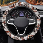 Car Steering Wheel Cover Universal 15 Inch Steering Wheel Wrap Anti-Slip Soft Elastic Decorative Auto Accessories All Weather Protection, Aztec Gray Leopard Print