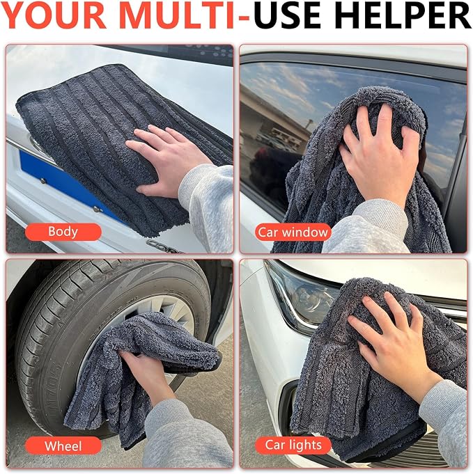 Microfiber Towels for Cars Drying Towels Car Detailing 35"x 24" Extra Large Ultra Absorbent for Cars and Trucks, Without Streaks, Scratches, or Water Spots (1 Pack Gray)