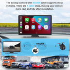 9 Inch Carplay Screen for Car, Portable Car Play Touchscreen Stereo with 4K Front+1080P Rear Dual Camera, Support Voice Control/Android Auto Mirror Link/Backup Camera