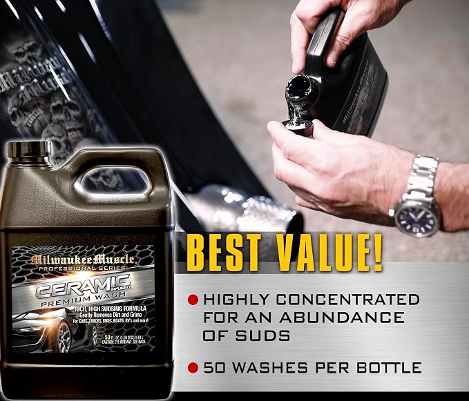 car wash soap 2 pack- includes 2-50oz fl oz bottles of professional Ceramic car wash soap for auto's cars motorcycles RVs and boats