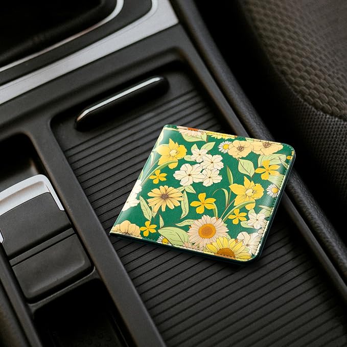 CoBak Car Registration and Insurance Holder - Small and Lightweight Vehicle Glove Box Car Organizer, Auto Truck Comparment Accessories Case for Essential Document, Driver License (Blossom Green)