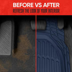 FlexTough Floor Mats for Cars, Blue Deep Dish All-Weather Car Mats, Waterproof Trim-to Fit Automotive Floor Mats for Cars Trucks SUV, Universal Floor Liner Car Accessories