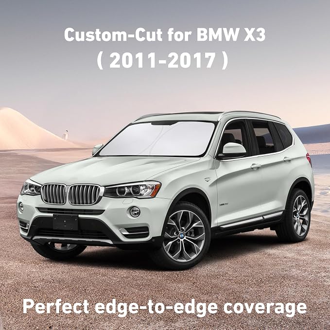 Windshield Sunshade Compatible for BMW X3 2011-2015 2016 2017, Sun Visor for Front Windshield & Window Sun Shade Cover, UV Heat Blocker & Protector, Car Accessories