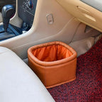 Leather Car Trash Can, Luxury Car Organizer, Leakproof Garbage Can for Car and Trucks, Orange