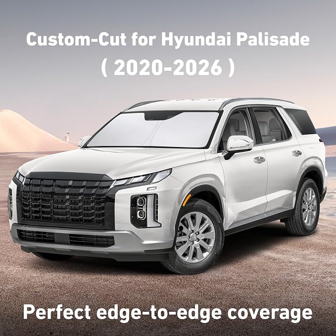 Windshield Sunshade Compatible for Hyundai Palisade 2020-2024 2025 2026, Sun Visor for Front Windshield & Window Sun Shade Cover, UV Heat Blocker & Protector, Car Accessories