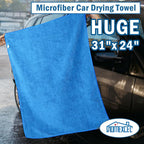 Professional Large Microfiber Car Drying Towels 2 Pack, Lint Free, Scratch Free, Highly Absorbent Drying Towel for Cars, SUVs, RVs, Trucks, and Boats,31" x 24",Blue