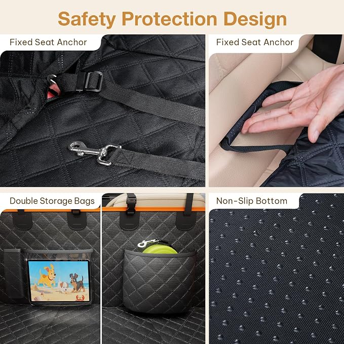 Dog Car Seat Cover for Back Seat, Back Seat Extender for Dogs 52 * 24.4in, Foldable in The Car, Hard PVC Panels Bottom Support to 330 lbs, for Cars/Mid-Size SUV/Small Truck