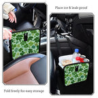 Car Trash Can Organizer Bin with Adjustable Strap for Back Front Seat Console Waterproof Leakproof Collapsible Portable 8.66 Inch Green Nature St Patrick Clovers