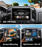 11.5''Car Radio for Chevy Silverado Radio GMC Sierra Stereo 2014-2018 with Wireless CarPlay & Android Auto/Android 13 /5G WiFi/TouchScreen/FM/AM/4GB RAM + 64GB ROM (Inches, 11.5)