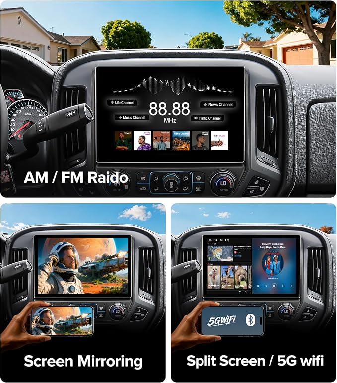 11.5''Car Radio for Chevy Silverado Radio GMC Sierra Stereo 2014-2018 with Wireless CarPlay & Android Auto/Android 13 /5G WiFi/TouchScreen/FM/AM/4GB RAM + 64GB ROM (Inches, 11.5)