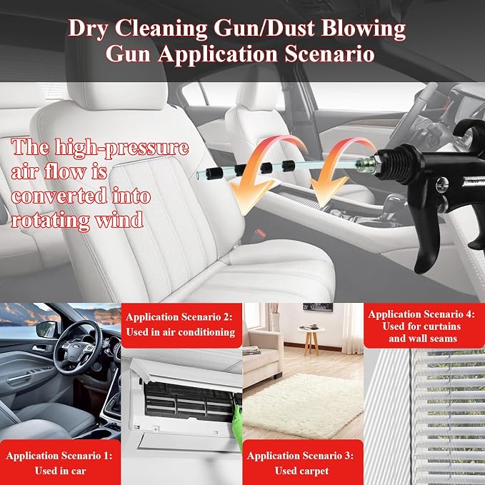 Tornado Car Cleaning Gun Air Blow Gun for Compressor Pneumatic Tool | Brass Adjustable Durable metal body Car Detailing Kit Interior Cleaner