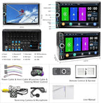 7" Double Din Car Stereo Compatible with Wireless Apple Carplay Android Auto|Bluetooth 5.2|180W Outputs|Subwoofer|FM|AM|USB|38W Fast Charge|Physical Knob|Backup Camera|Stereo for 7x4.02 2 DIN Size