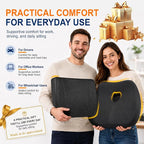 Car Seat Cushion and Lumbar Back Support Pillow Set for Driving | Memory Foam Car Seat Cushions, Back Support for Car, Car Cushion for Height, Pressure Relief for Trucks, Office Chairs, Black