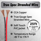 10 Gauge Wire (50ft) Copper Clad Aluminum CAA - Primary Automotive Wire, Car Amplifier Power & Ground Cable, Battery Cables, Car Audio Speaker Stereo, RV Trailer Wiring Welding Cable 10ga