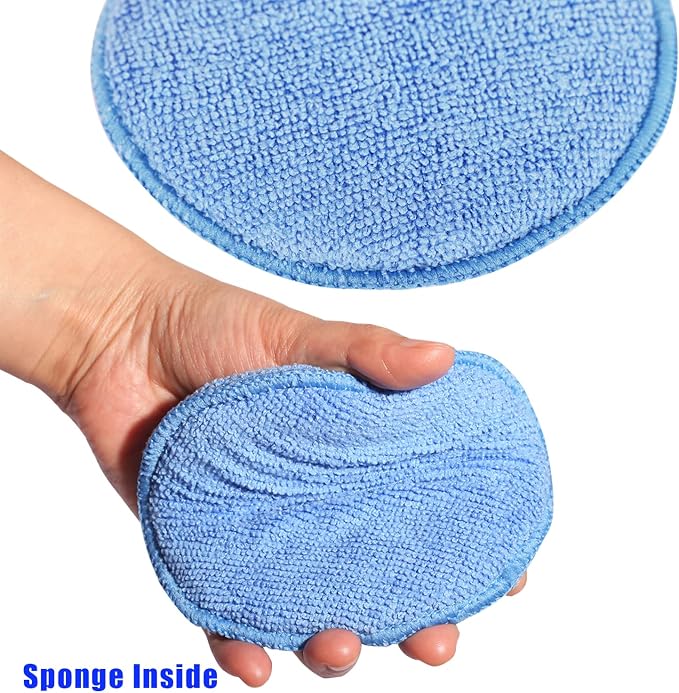 Wax Applicator Pads Polishing Pads Microfiber Applicator Pad for Car Wax and Polishing (Blue 12Pcs)