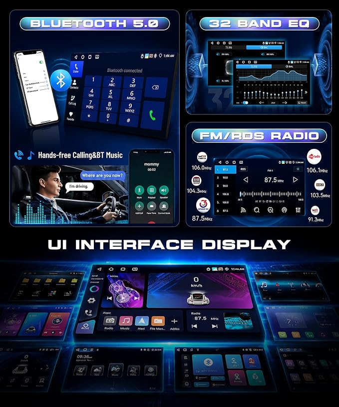 7" Car Stereo Radio for Jeep Wrangler 2007-2015 4G+64G | Wireless CarPlay Android Auto, GPS, 5GHz WiFi, FM/RDS, SWC, Backup Camera for Grand Cherokee 2005-2011 Dodge Ram 1500 2500