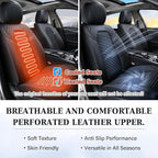 Coverado Front Seat Covers, Black Nappa Leather Car Seat Covers, Black Seat Covers for Cars, Car Seat Protector Cushions Universal Fit for Most Sedans SUV Pick-up Truck