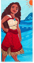Store Official Moana Beach Towel with the Princess of Motunui Screen Art on the Topside - Measures 29" x 58" - Soft & Absorbent for Pool or Beach - Bath Towels for Kids Who Love Moana Films