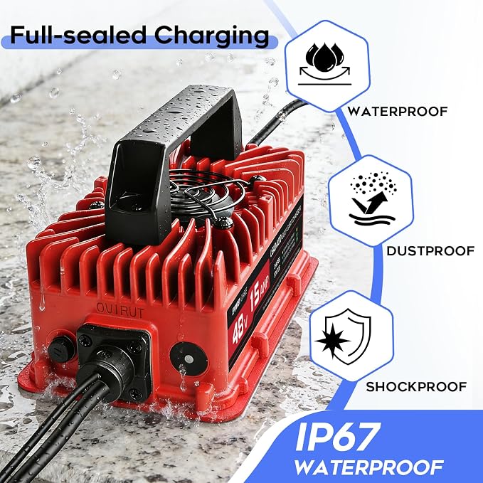 15 AMP 48 Volt Golf Carts Battery Charger for Club Car 3-Pin Round Plug,for Lead Acid Battery