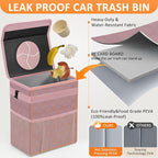 Car Trash Can Cute Trash Bag Bin Hanging Waterproof Automotive Garbage Cans Leak Proof Vehicle Trash Can Diamond Pattern-Pink
