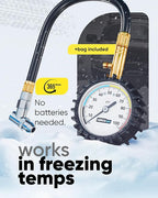 Tire Pressure Gauge 100 PSI - Large Dial Numbers & 45° Angle Chuck, Accurate Air Pressure Gauge for Tires