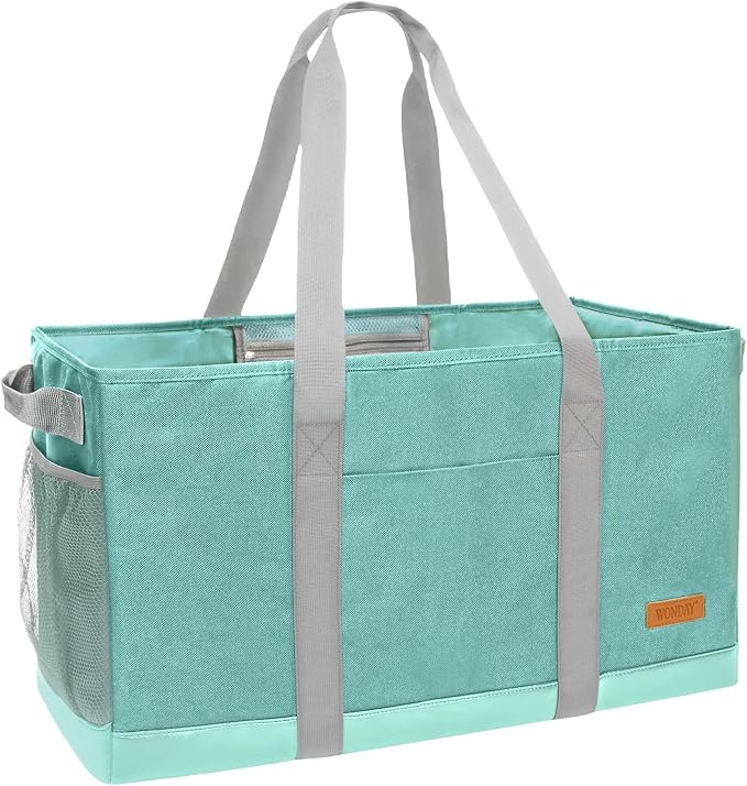 Extra Large Utility Tote Bag - Standing Reusable Grocery Bag with Handle, Collapsible Storage for Shopping, Beach