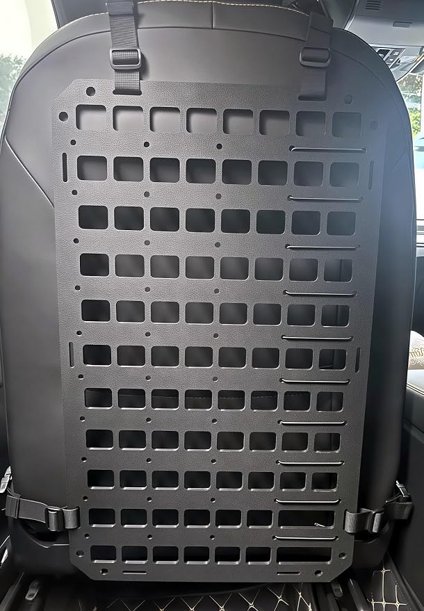 Rigid MOLLE Panel for Car Seat Back Organizer Vehicle EDC Tactical Gear Holder Pouch Holster Mount Rack Modular Storage Plate Auto Interior Accessories for Truck Pickup SUV Van