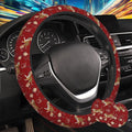 Chinoiserie Tiger and Peony Floral Steering Wheel Cover for Women, Anti-Slip Car Steering Wheel Cover with 2 Pcs Cup Holders Neoprene Breathable Car Accessories Universal 15 Inch Auto Interior Decor