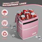 K KNODEL Waterproof Car Trash Can with Lid, Leak-Proof Garbage Bag, Hanging Bin for Women (Pink, Medium)