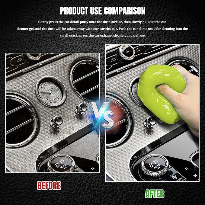 Car Cleaning Gel Clean Putty, Reusable Car Interior Cleaner Slime, Auto Detail Cleaning Soft Rubber Supplies, Universal Multi-Functional Cleaning Tool Accessories for Men Women (Yellow)