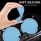 4PCS Bling Cup Holder Coaster, 2.75 Inch Auto Car Cup Holder Insert Coasters, Soft Silicone Anti-Slip Shockproof, Universal Vehicle Interior Accessories for Women Girls (Light Blue & White)