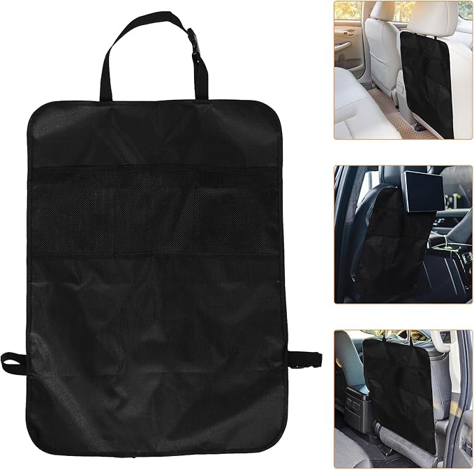 Car Seat Kick Mat with Backseat Storage Bag Anti-kick Pad and Hanging Organizer for Vehicle Seat Back Protection and Car Rear Storage for Travel Use