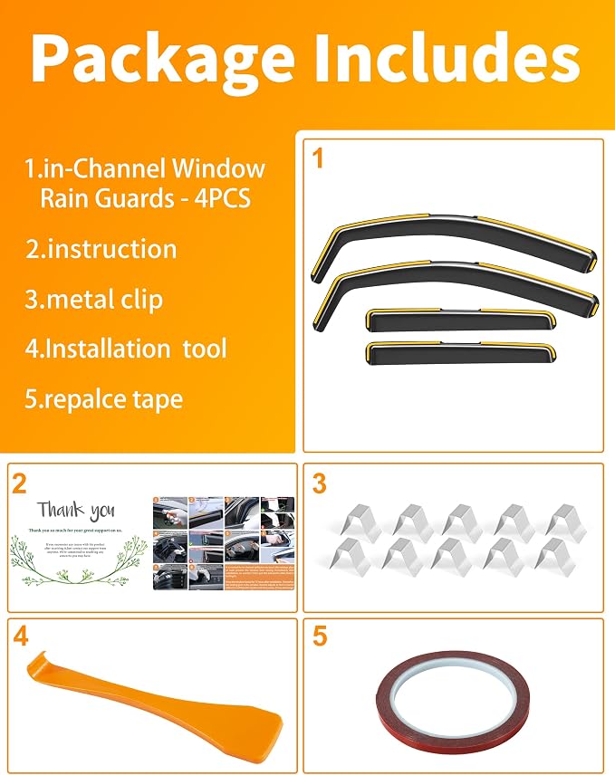 in-Channel Window Rain Guard for Chevy Colorado/GMC Canyon 2023 2024 2025 2026 Crew Cab Rain Guards Side truck Window Visors low profile Vent Visor Window Deflectors Vent Shades Car Accessories