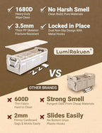 Car Trunk Organizer with Removable Lid for SUV (XL, Beige) | 1680D Wipe-Clean Fabric & 3.5mm PP Board. Collapsible Car Basket Features Dual Non-Slip Metal Hooks & 2x Adjustable Straps