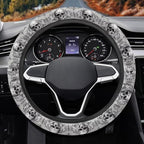 Steering Wheel Protection for Most Cars Interior Accessories | Skull Bat Grey Automotive Steering Wheel Cushion, Halloween Decor, Anti-slip Universal 14-15 inch, Easy Install