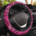 Watercolor Pink Leopard Car Steering Wheel Cover, Non-Slip Absorbing Sweat Car Wheel Cover Accessories for Men Women,Universal 15" Fit Auto SUV Vans Trucks