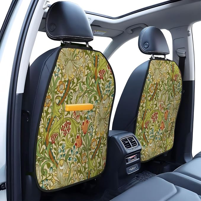 William Morris Golden Lily Car Seat Back Kick Protectors Kick Mats With Storage Pockets For Vehicles To Protect From Dirt Mud Scratches 2 Pack
