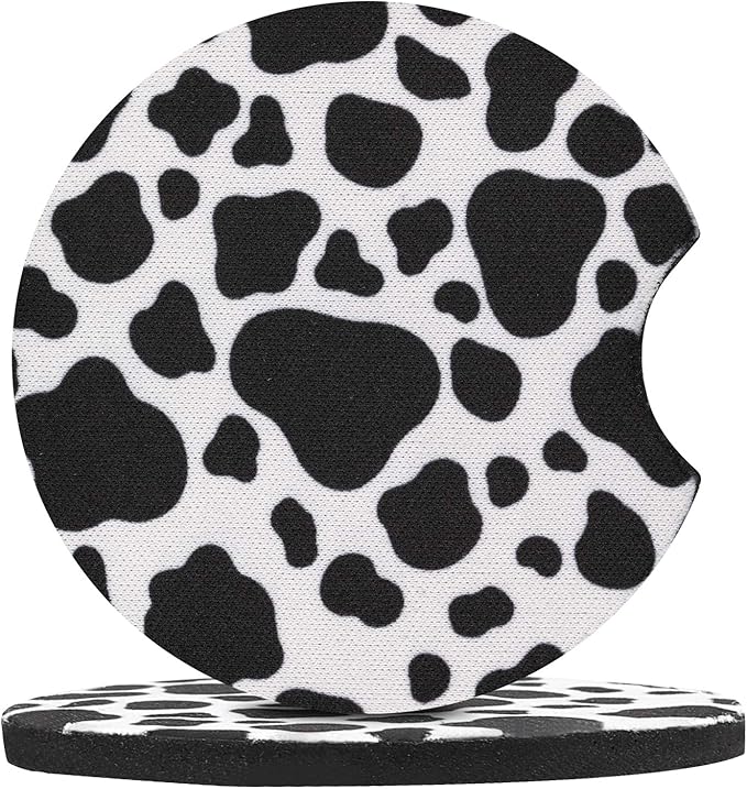 4 Pack Car Coasters, 2.75inch Cow Print Car Cup Holder Coasters for Cars, Neoprene Cup Pad Mat for Cup Holders for Women
