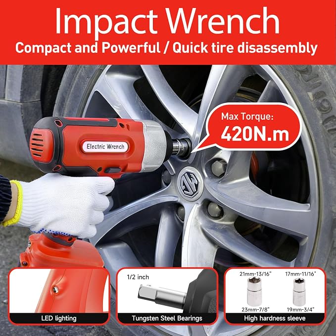 Electric Car Jack 5 Ton Cordless, 12V Battery Hydraulic Floor Jack with Remote Control, Tire Change Kit with Impact Wrench & LED Light, Portable Auto Lifting Tool for Roadside Emergency SUV RV